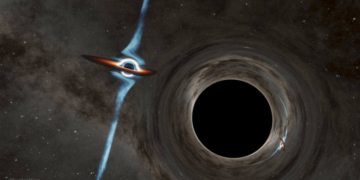 Two black holes will create a ripple in the fabric of space and time as they are heading towards each other – Space